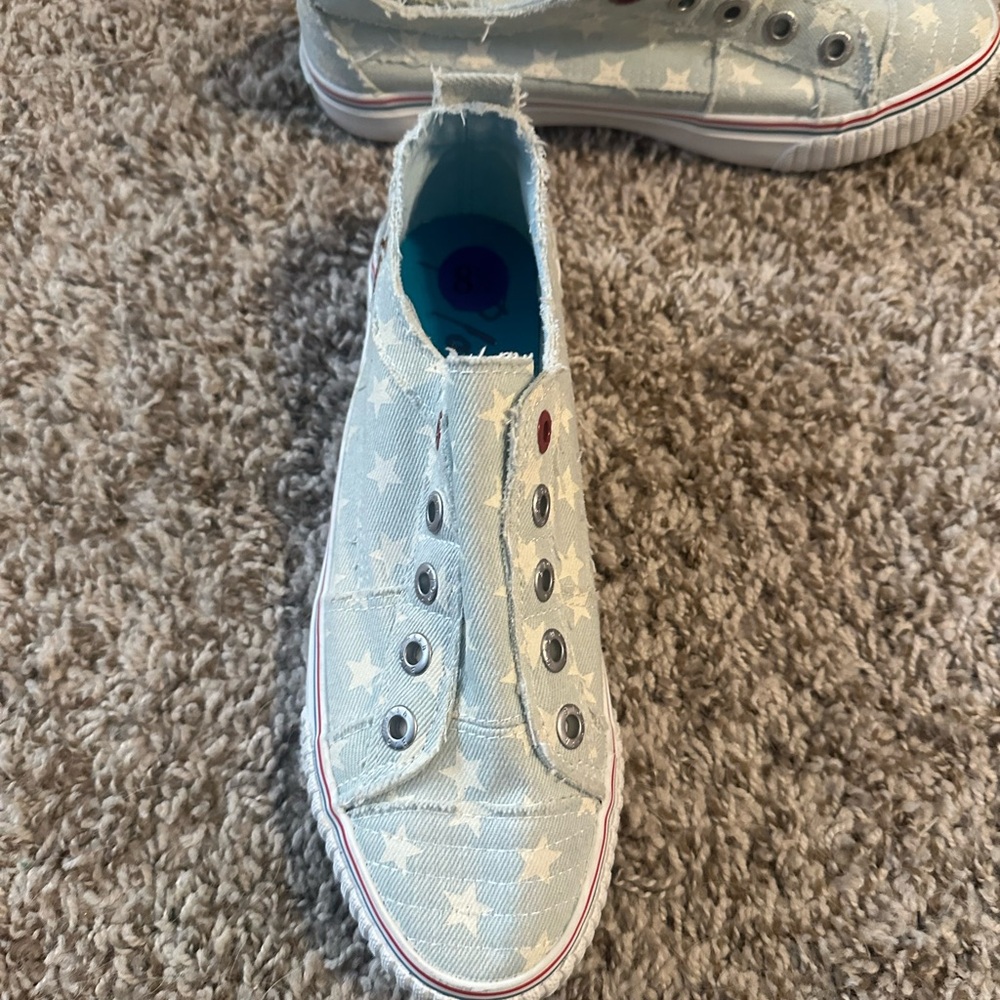 Slip-On Star Print Canvas Women’s Sneakers - Light Blue Size 8.5 - Picture 7 of 7
